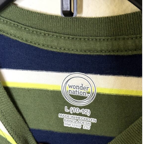 WONDER NATION YOUTH STRIPED SHORT SLEEVE CREW NECK T-SHIRT SIZE LARGE 10-12 - Picture 3 of 6